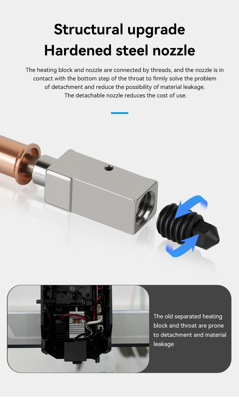 Für Anycubic Kobra 3 V2/Kobra 3 V2 Combo Hotend-Kit Neues Upgrade Hotend Keramik-Hotend 3D-Drucker Messing Gehärteter Stahl Düse – Detail 4