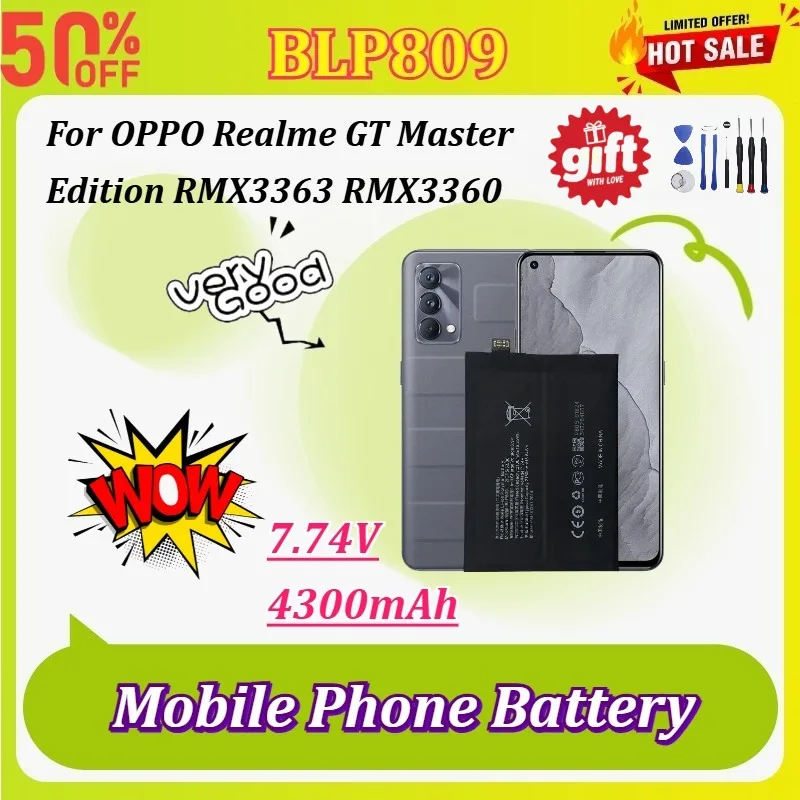 

New 0 Cycle BLP809 4300mAh Mobile Phone Battery for OPPO Realme GT Master Edition RMX3363 RMX3360 with Free Tools