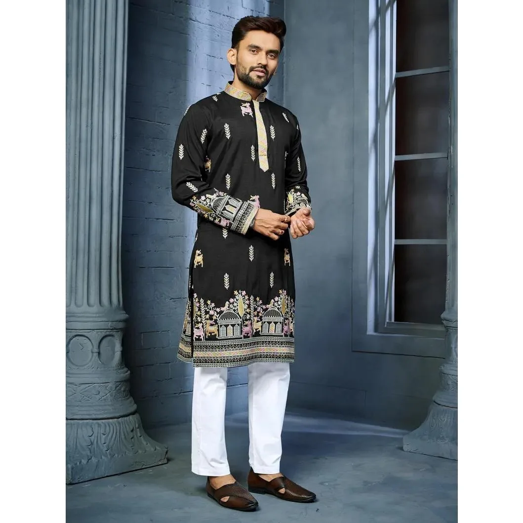 Musulmano Kurtta Caftano Dubai Abito da uomo a maniche lunghe Stile etnico Colletto alla coreana Abbigliamento arabo Stile nazionale Medio Oriente