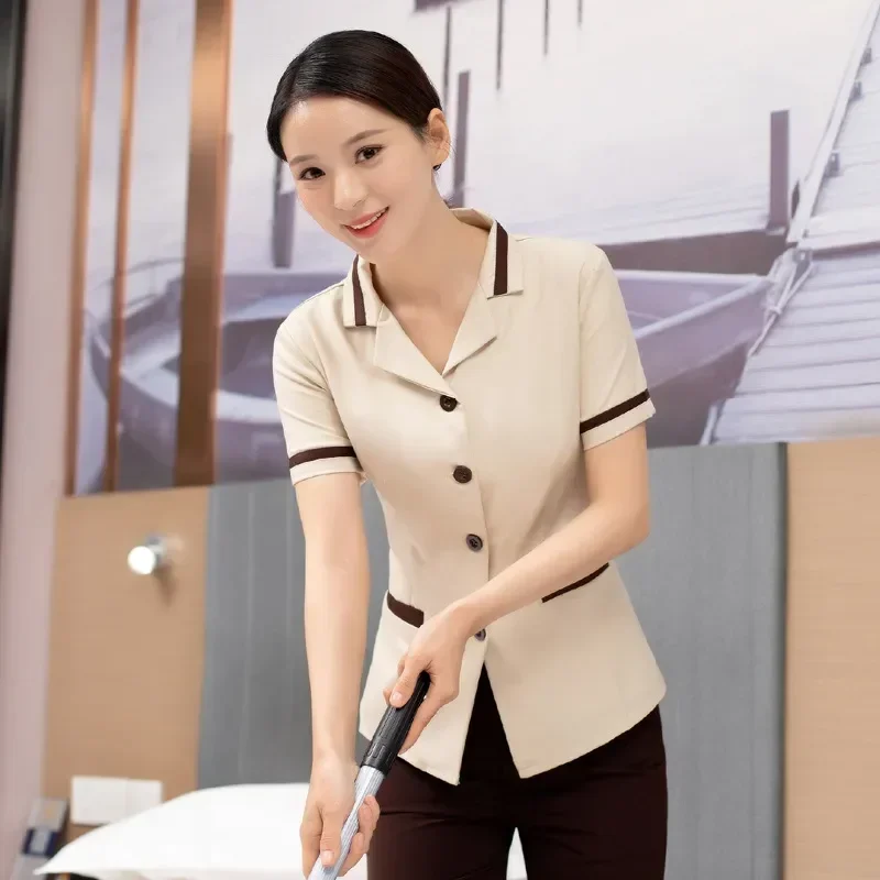 

Attendant Floor Room Summer Cleaning Sleeve Aunt Clothing Work Service Clothes Cleaner Short Hotel Uniform