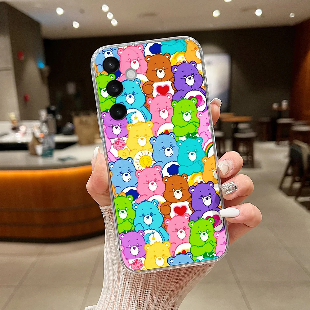 Cute Cartoon Phone Case For Cares Bears Samsung S24 S23 S22 S21 S20 S10 FE Note20 Note10 Plus Ultra Lite 5G Clear Soft TPU Cover