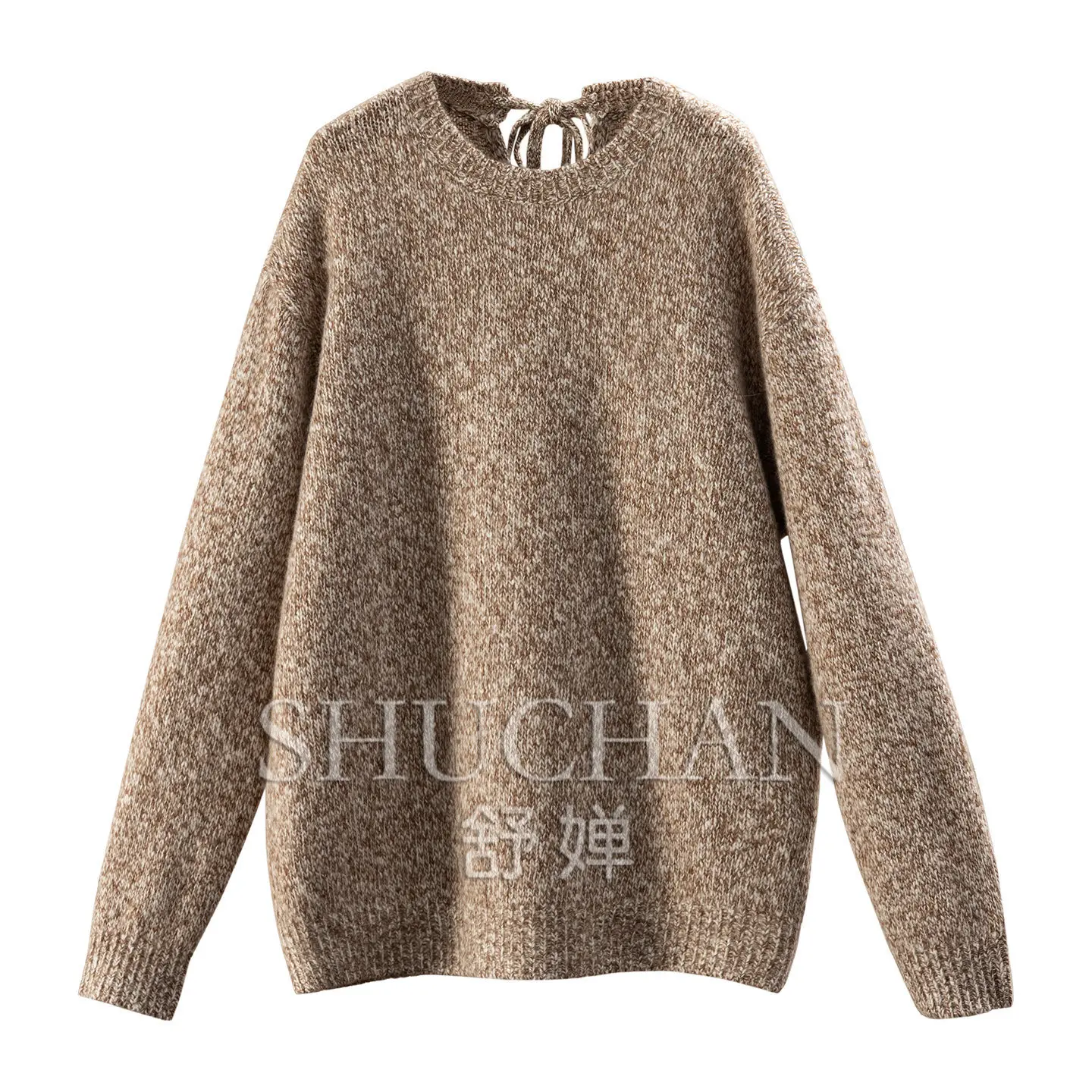 Pullover 100% Cashmere Crew Neck Lace-up Sweater Women's 87W1 Casacos De Inverno Feminino