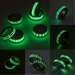 Luminous Stainless Steel Rings For Couple Dragon Love Heart Stainless Steel Fluorescent Rings Glow In Dark Anillos Jewelry Gift