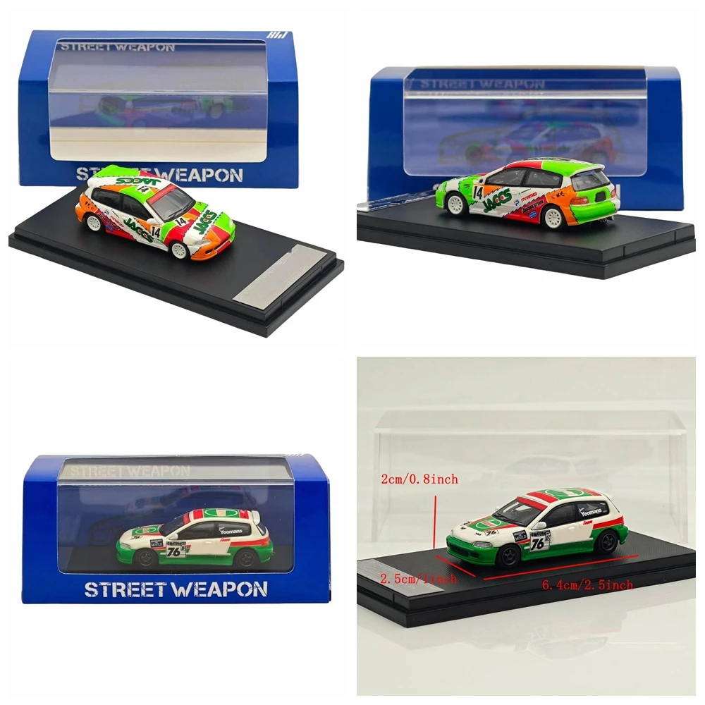

SW 1/64 for Civic EG6 JACCS Livery #14&#76 Diecast Model Limited 499 Collectible Car Toy Vehicle Models