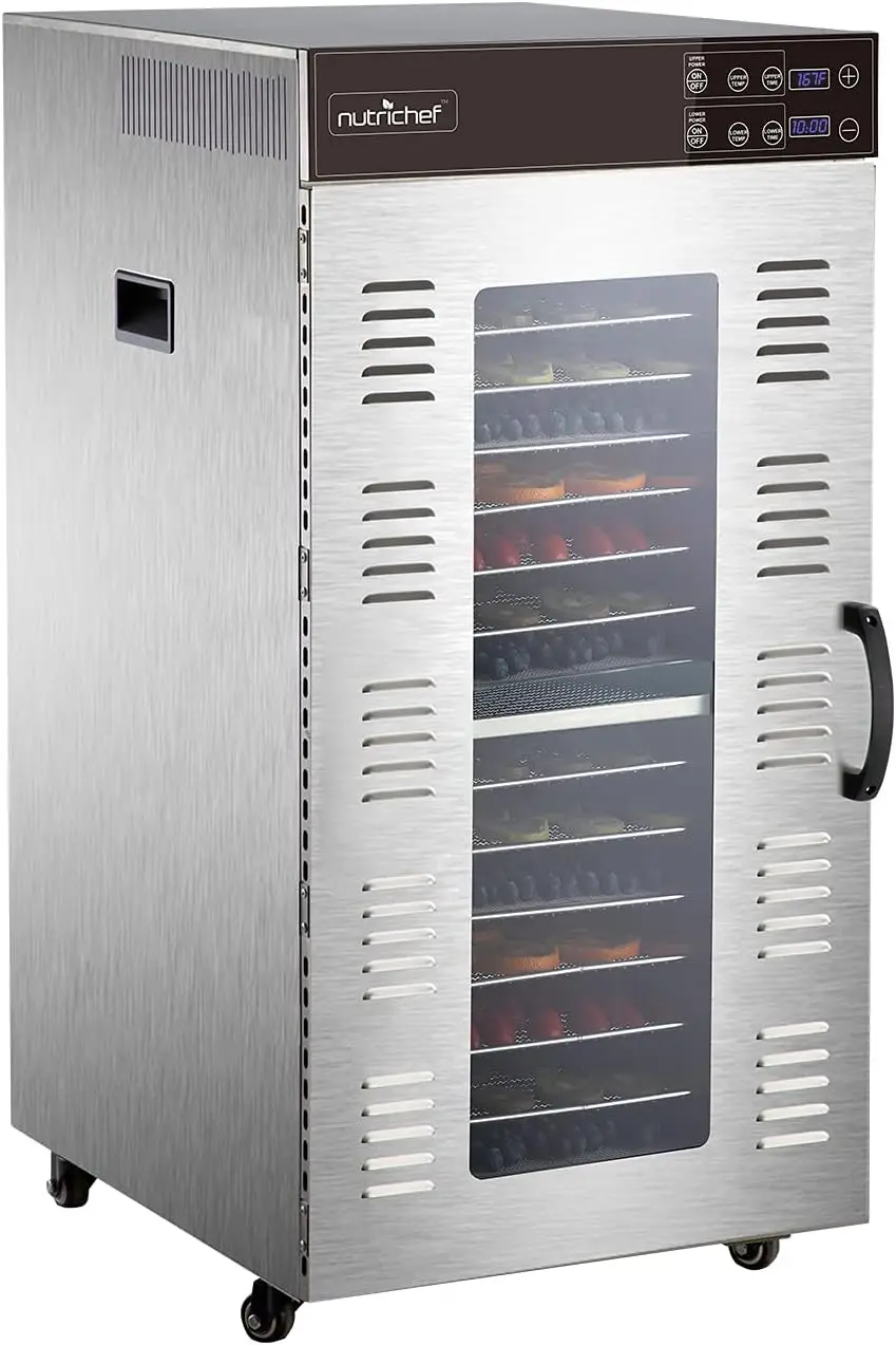 Electric Food Dehydrator Machine | 20 Shelf Extra Large Capacity - Stainless Steel Trays | 2000-Watts, Digital Timer & Temperatu