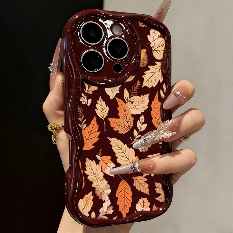 Herbstliche Handyhülle mit ästhetischem Motiv eines roten Ahornblattes für iPhone 14 Pro Max 18 17 16 15 14 11 13 12 Pro Max Plus 16e 17e, weiche Schutzhülle