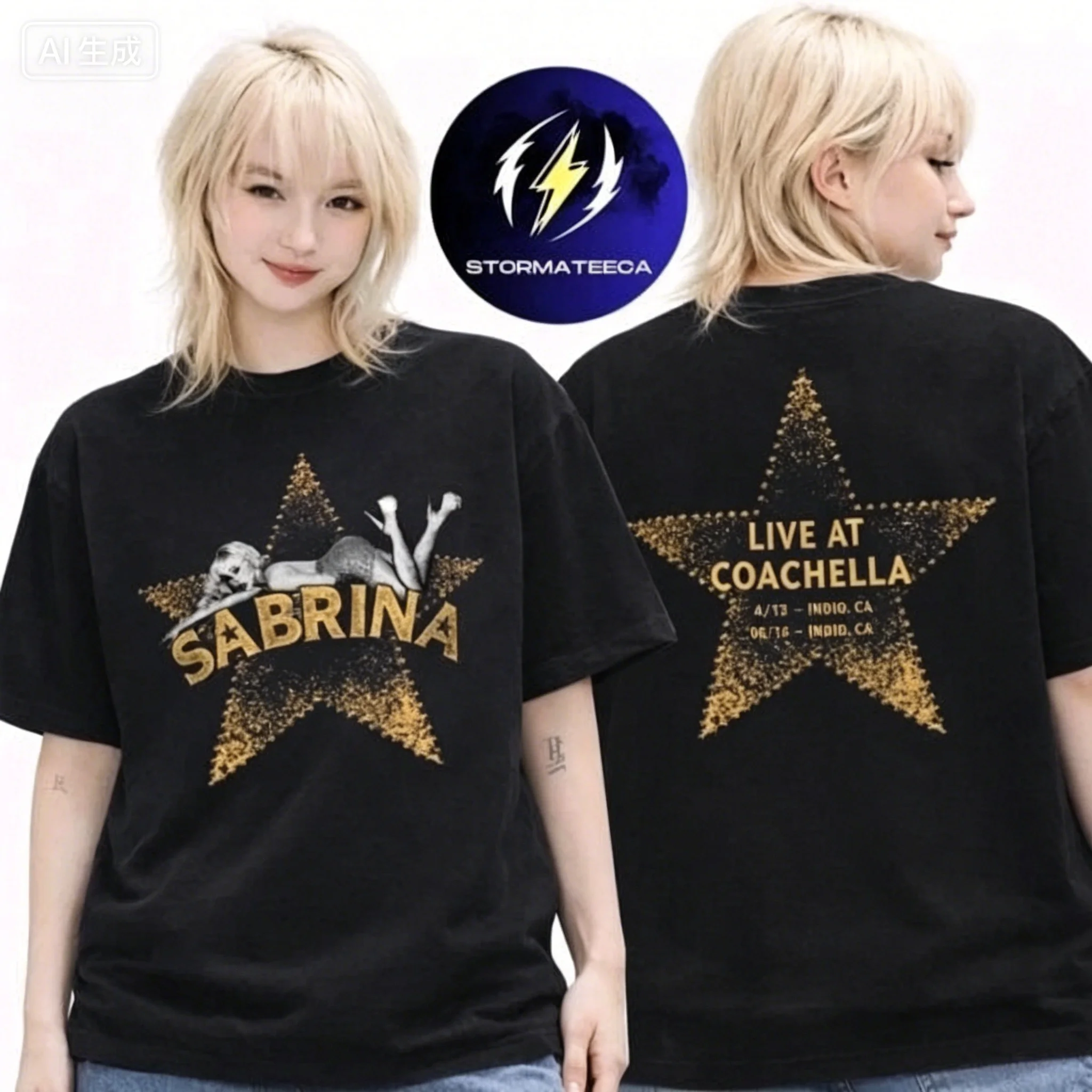 Camiseta de Verano para Hombre Sabrina Carpenter 1Coachella 2026 California, de Algodón, Cómoda, de Alta Calidad, Estilo Y2K