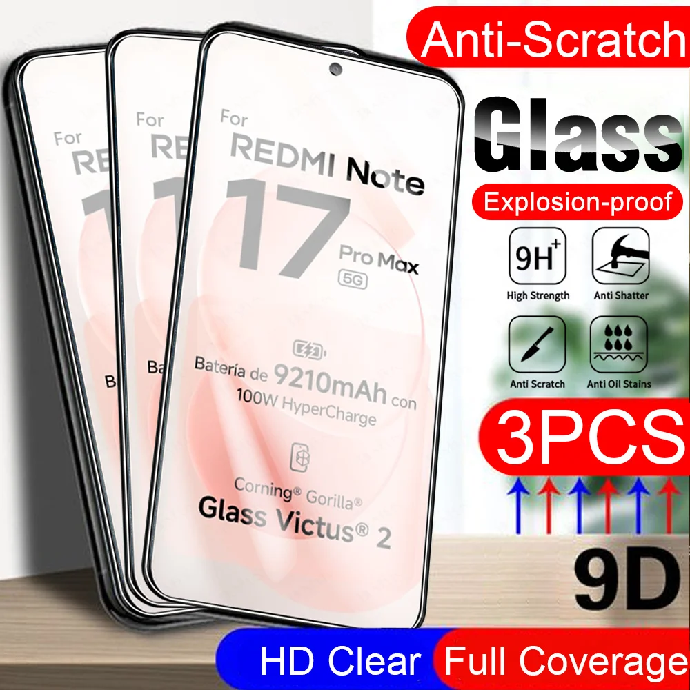 3Pcs For Redmi Note 17 4G 5G Full Tempered Glass Cover Screen Protector Xiaomi Redmy Note17 Pro Max Note17Pro 17Pro Global Glass