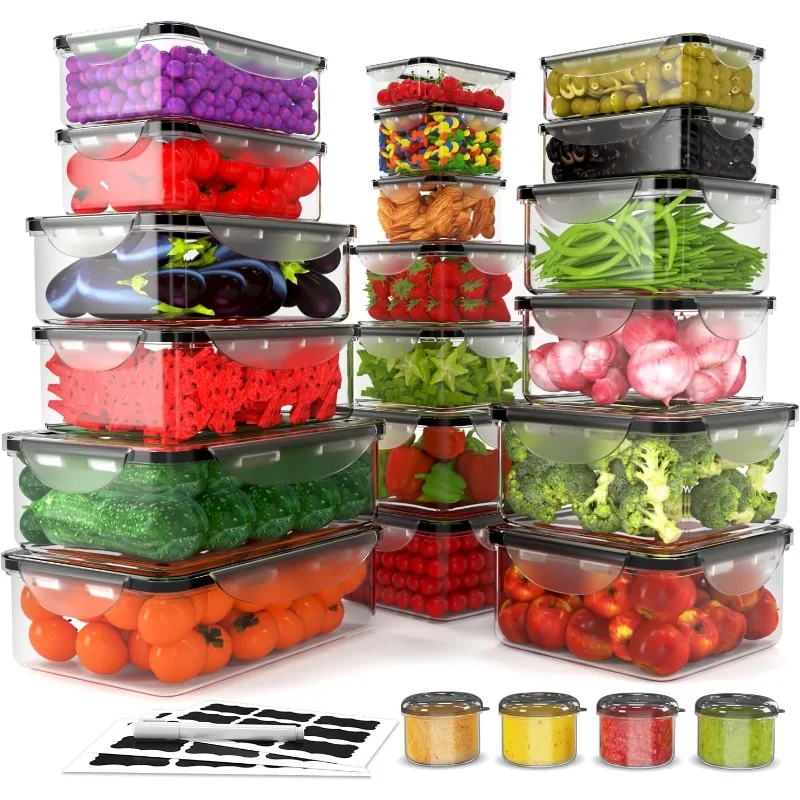 70 Pack Large Food Storage Containers with Lids-Total 769 Oz ,85 OZ to Small Box(35 Boxes,35 Lids) Airtight Plastic