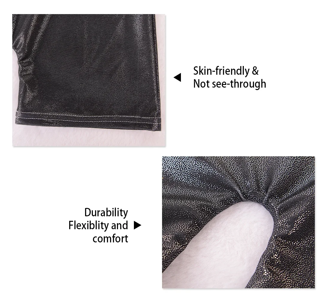 Justaucorps de gymnastique pour filles, vêtements de sport scintillants, combinaison de danse 4 pièces pour enfants, tenues athlétiques avec motif court aléatoire