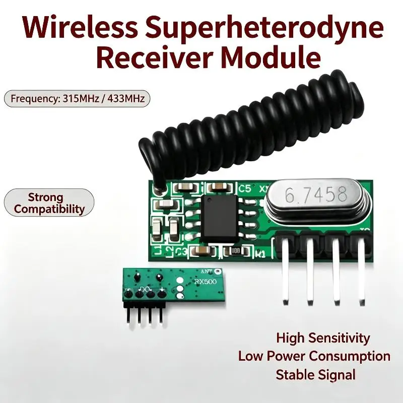 Wireless Superheterodyne Receiver Module 315MHZ 433MHZ Stable Signal For DIY Remote Control Projects