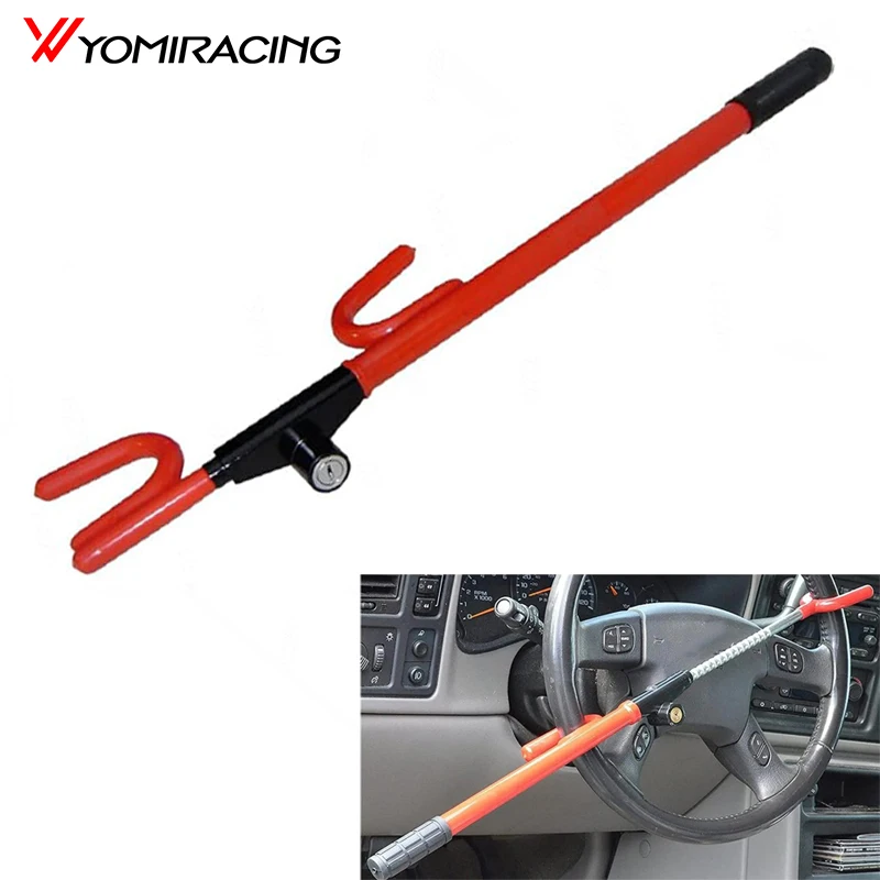 

Замок рулевого колеса Сверхмощное противоугонное устройство Автомобильный замок безопасности с 2-мя ключами Модернизированный выдвижной замок рулевого колеса с двойной планкой