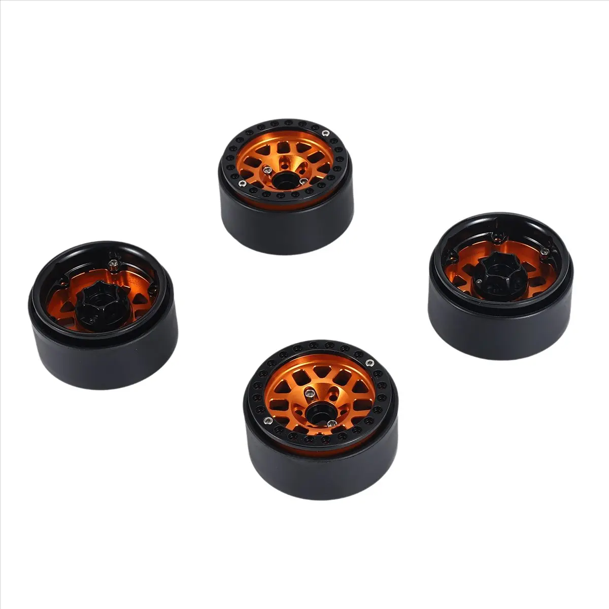 【CYBER MONDAY】4PCS 1.9 Metal Beadlock Wheel Hub Rim for 1/10 RC Crawler SCX10 90046 AXI03007 TRX4 D90,Orange