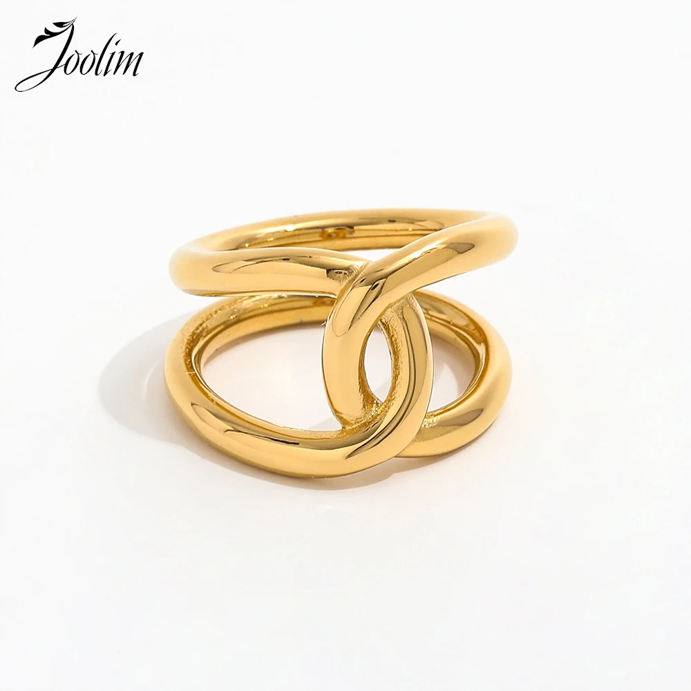 

Joolim High End PVD Tarnish Free Fashion Classic Chunky Linellae Knot Ring for Women Stainless Steel Jewelry Wholesale