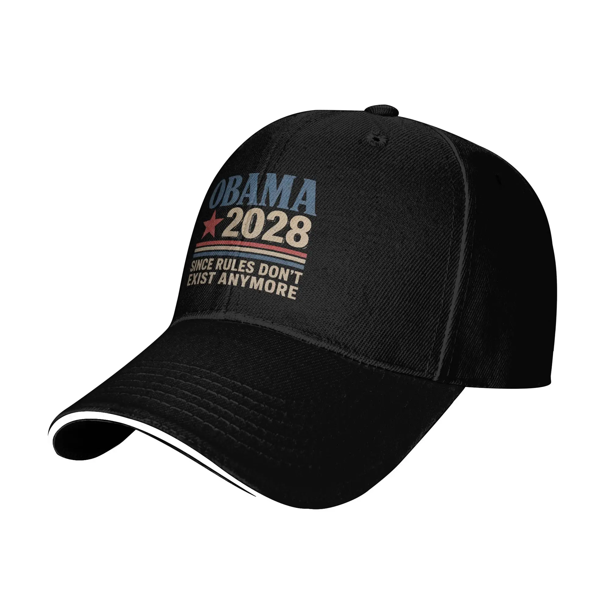 Obama 2028 Since Rules Don't Exist Anymore Sandwich Cap Baseball Caps Vintage Gifts Adjustable Fitted All seasons Hats Adult
