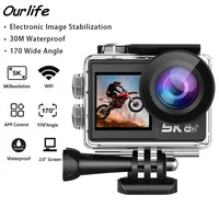 Cámara de Acción Ourlife MTR41 5K 30FPS con Zoom 5X y 170° °   Cámara Deportiva WiFi con Pantalla Táctil LCD IPS de 2.0'' y EIS, Resistente al Agua hasta 30 Metros, con Control Remoto