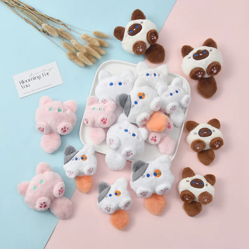 Nuovo gattino stridulo bambola di peluche borsa appesa simpatico cartone animato fai da te gatto spilla portachiavi in oro quattro regali di compleanno opzionali per i bambini