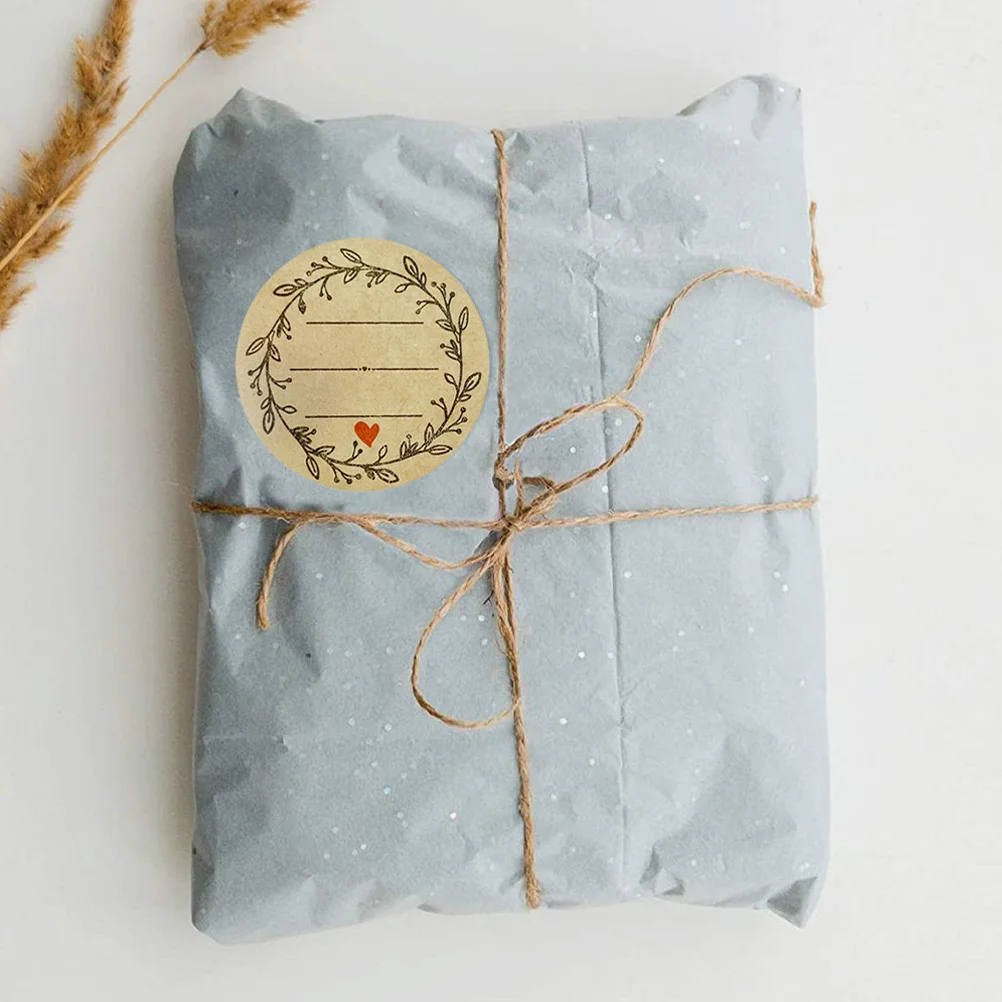 

2 Rolls Kraft Paper Adhesive Sealing Stickers Multi-Use Round Label Sticker for Gifts Baking Candy Bags Packaging Decorative