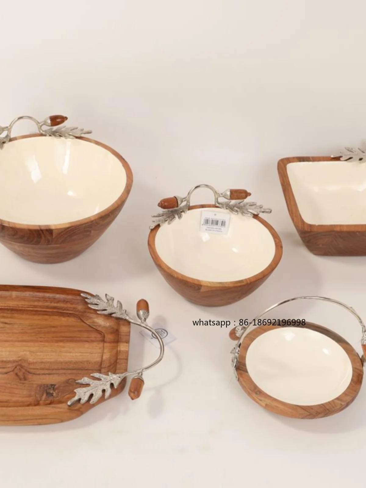 Imported American Mango Wood Metal Handle Fruit Tray Square Tray Storage Tray Coffee Table Household Decoration Ornament