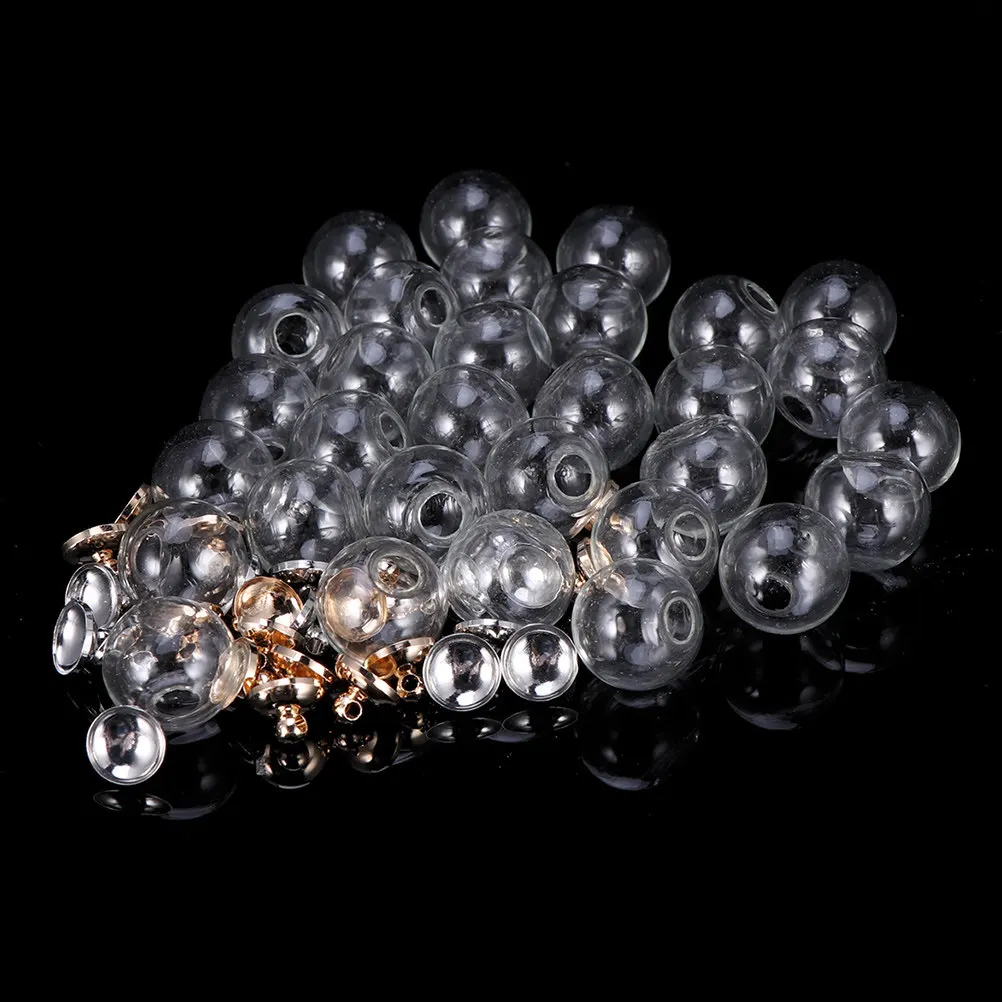 

100 шт. подвесок-шаров из хрусталя: 50 стеклянных шаров, 25 золотых колпачков, 25 серебряных колпачков для изготовления ожерелий, браслетов, брелоков и украшений своими руками