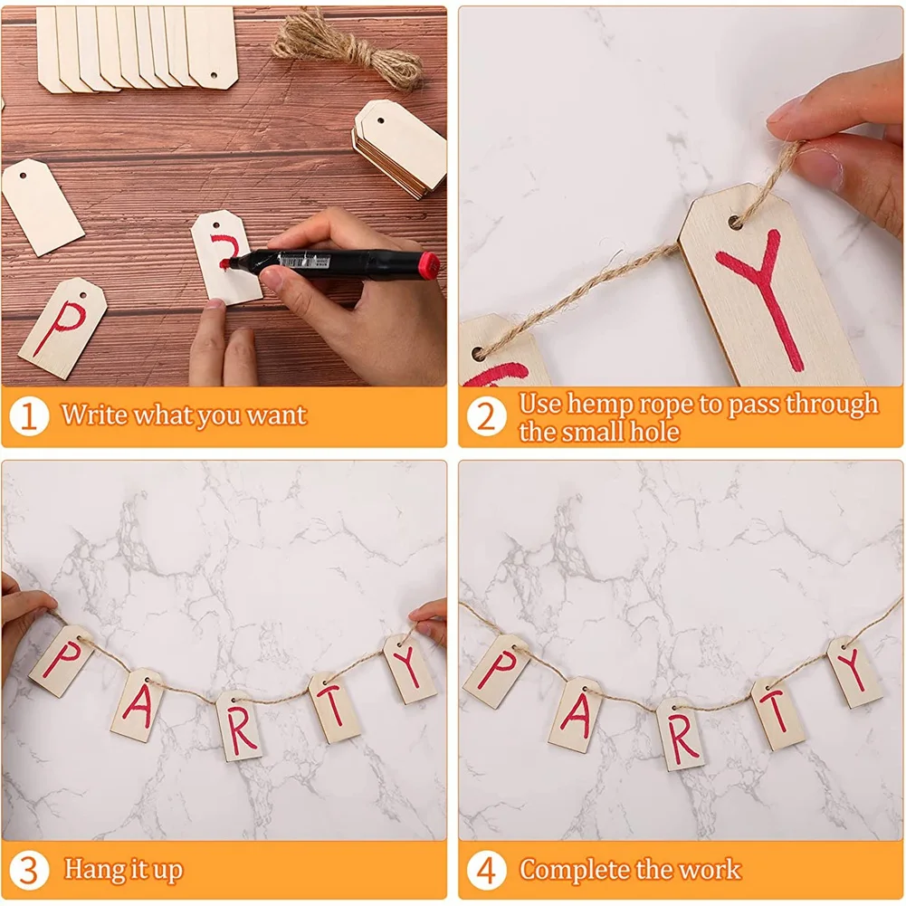 علامة خشبية فارغة مع ثقب ، إشارة مرجعية خشبية ، حبات متنوعة ، حبل للإكليل ، مشغولات يدوية ذاتية الصنع ، ديكور حفلات ، هدية