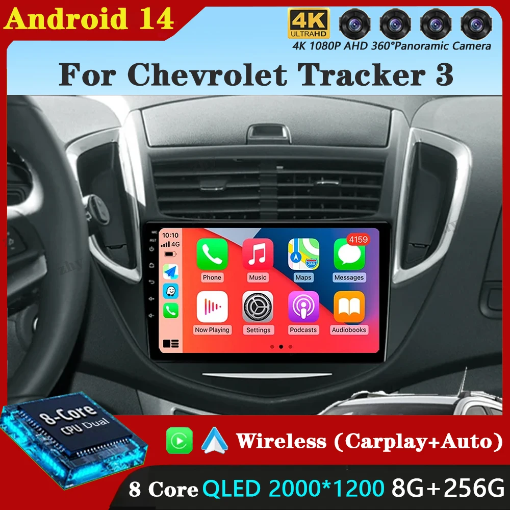 Android 14 Carplay Auto For Chevrolet Tracker 3 2013 - 2017 Car Radio Multimedia Video Player Navigation GPS  No 2Din 2 Din DVD