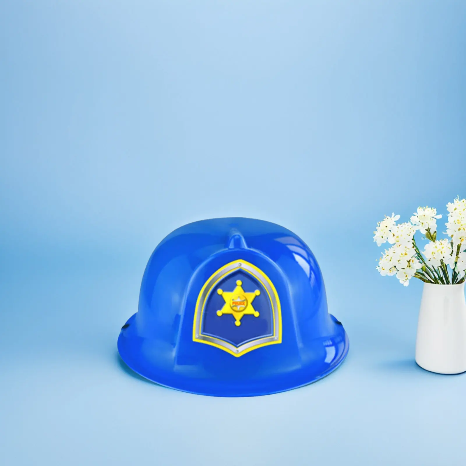 2Pcs Kids Safety Simulation Police Hats Role-Play Cosplay Props Construction Hard Hat Educational Gift for Children - view 3
