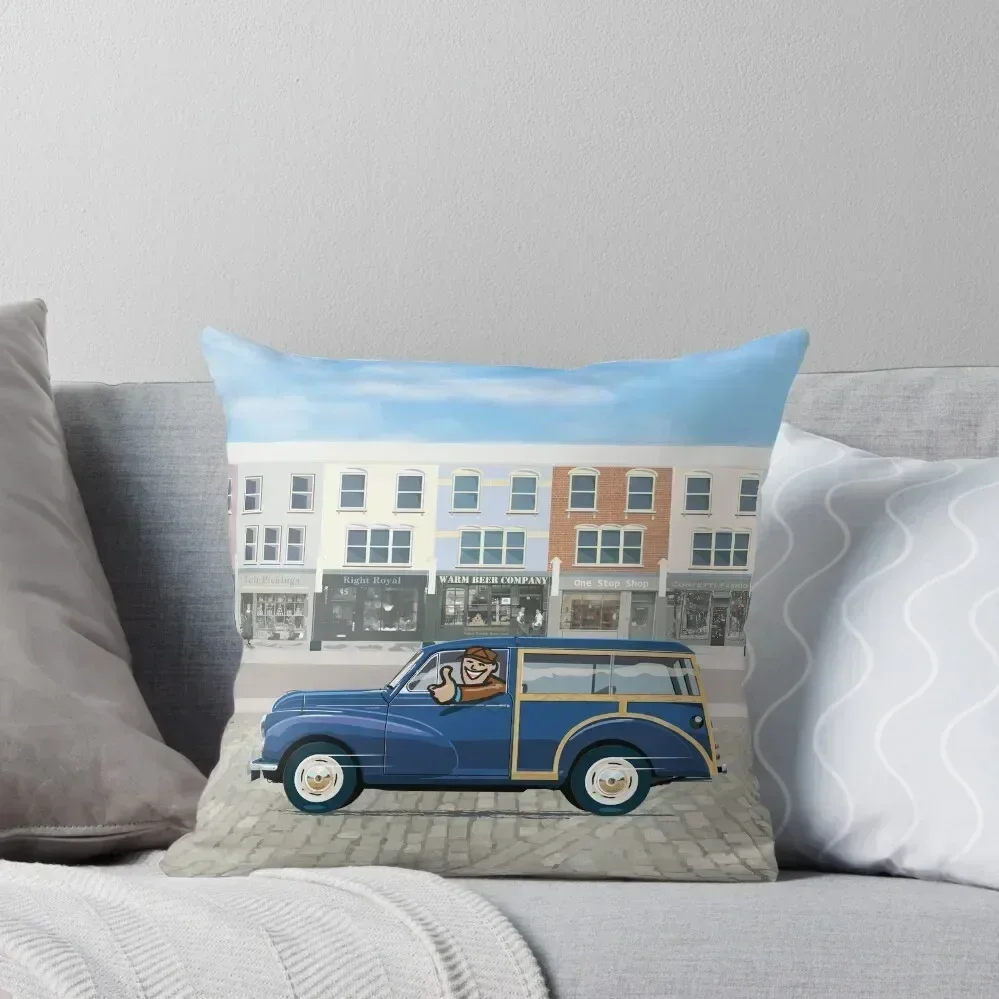 

Trafalgar Blue Morris Minor Traveller (left hand drive) Throw Pillow Cushions Sofa Cushion Cover pillow