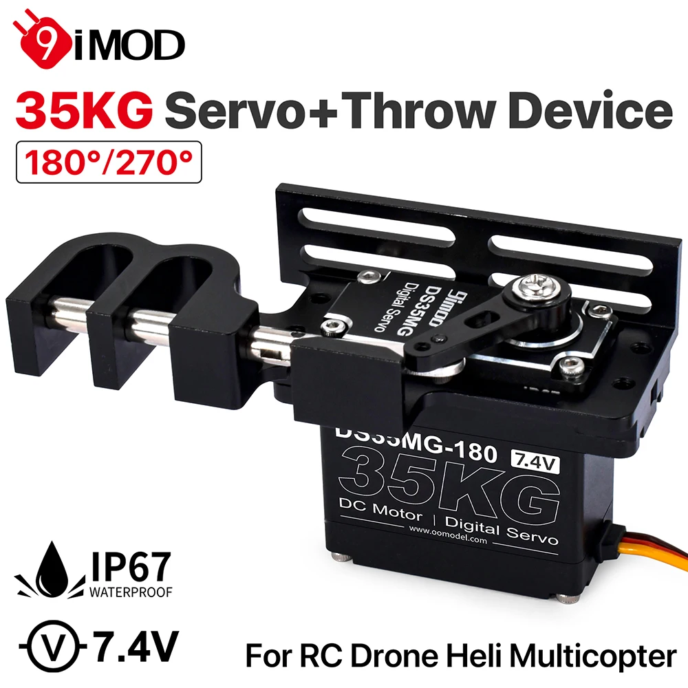 

9IMOD Aerial Vehicle Throw Device 35kg Servo Full Aluminum Case IP67 with Servo Throw Device for RC Drone Heli Multicopter