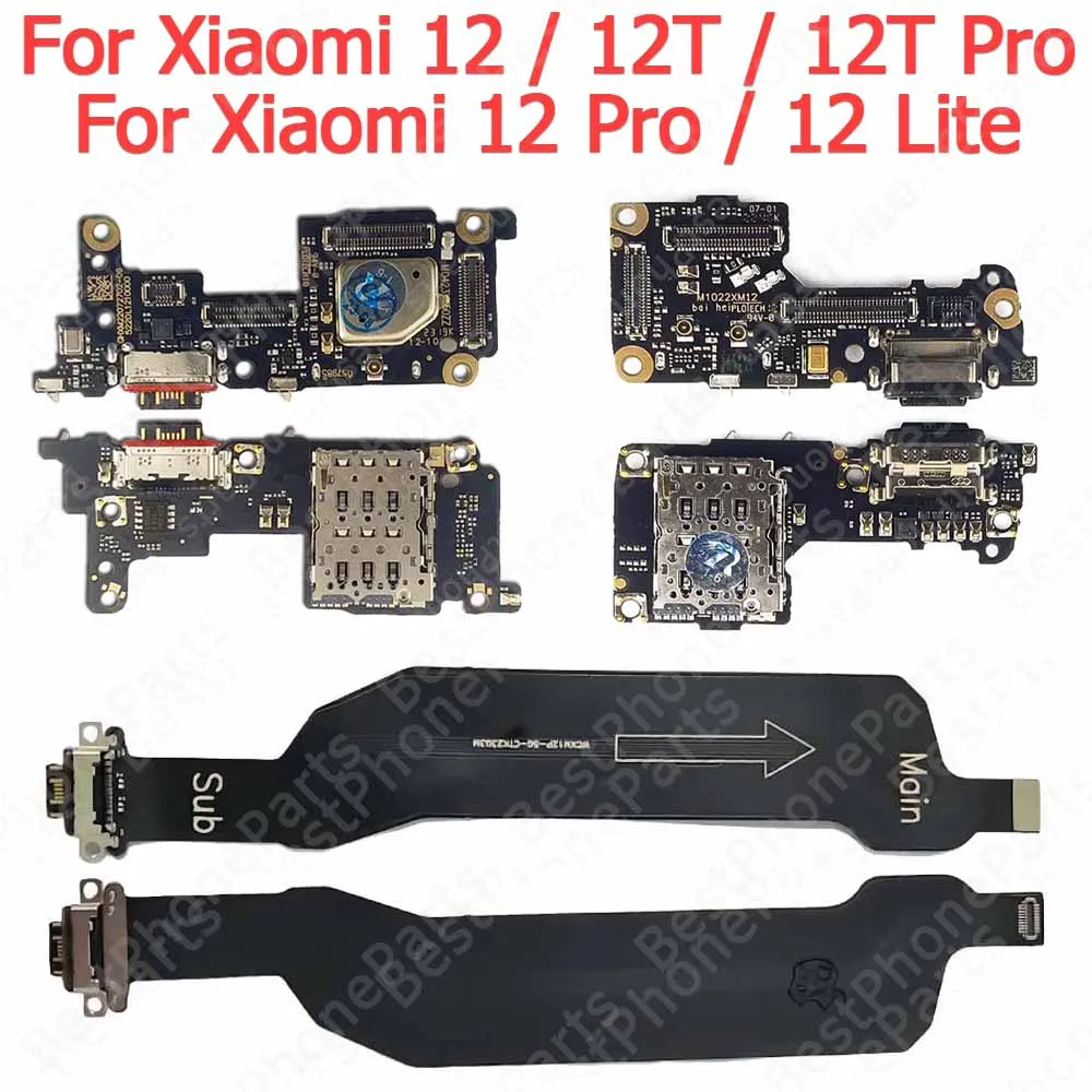 Charge Board For Xiaomi Mi 12 Lite Mi12 12T Pro Charging Port Usb Connector With SIM Reader Pcb Dock Plate Spare Parts