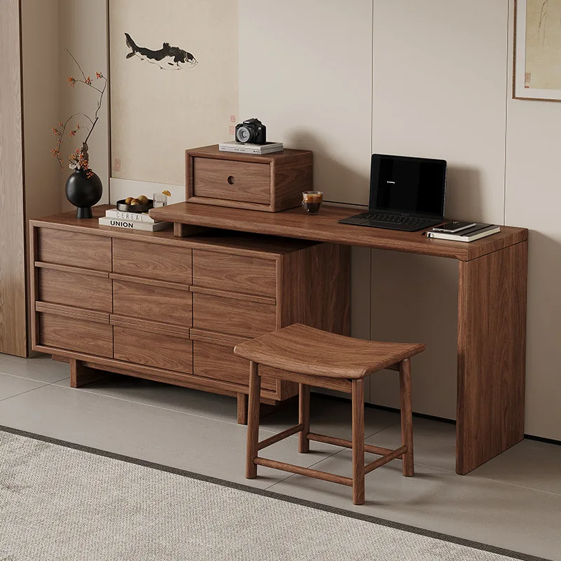 LMM, solid wood dresser chest cabinet integrated bedroom light luxury storage cabinet with makeup mirror makeup table
