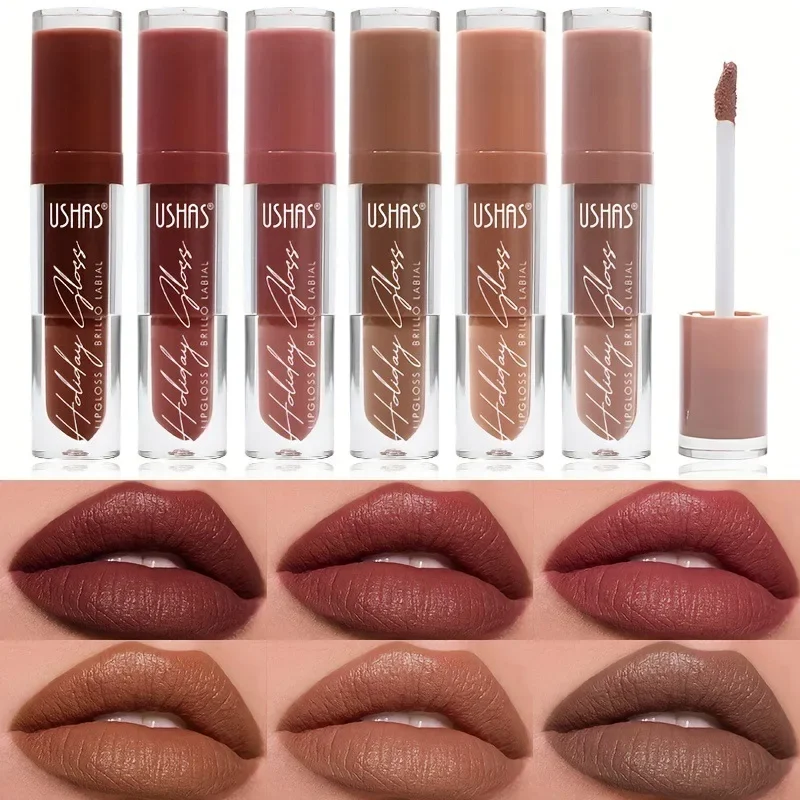 6 Kleuren Waterdichte Matte Lipgloss Nude Fluwelen Vloeibare Lippenstift Langdurige Niet-Plakkerige Cup Sexy Rode Lip Tint Make-Up Cosmetica