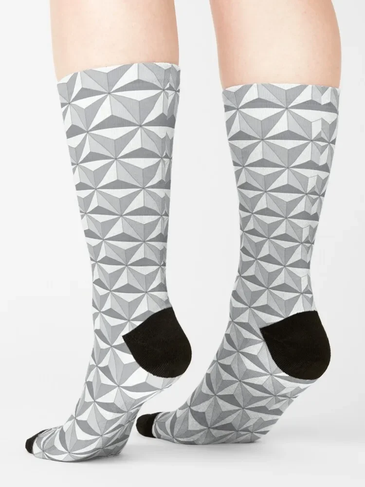 Geodesic Sphere kaus kaki pria wanita, kaus kaki Greyscale - Dark retro, kaus kaki Pria Wanita