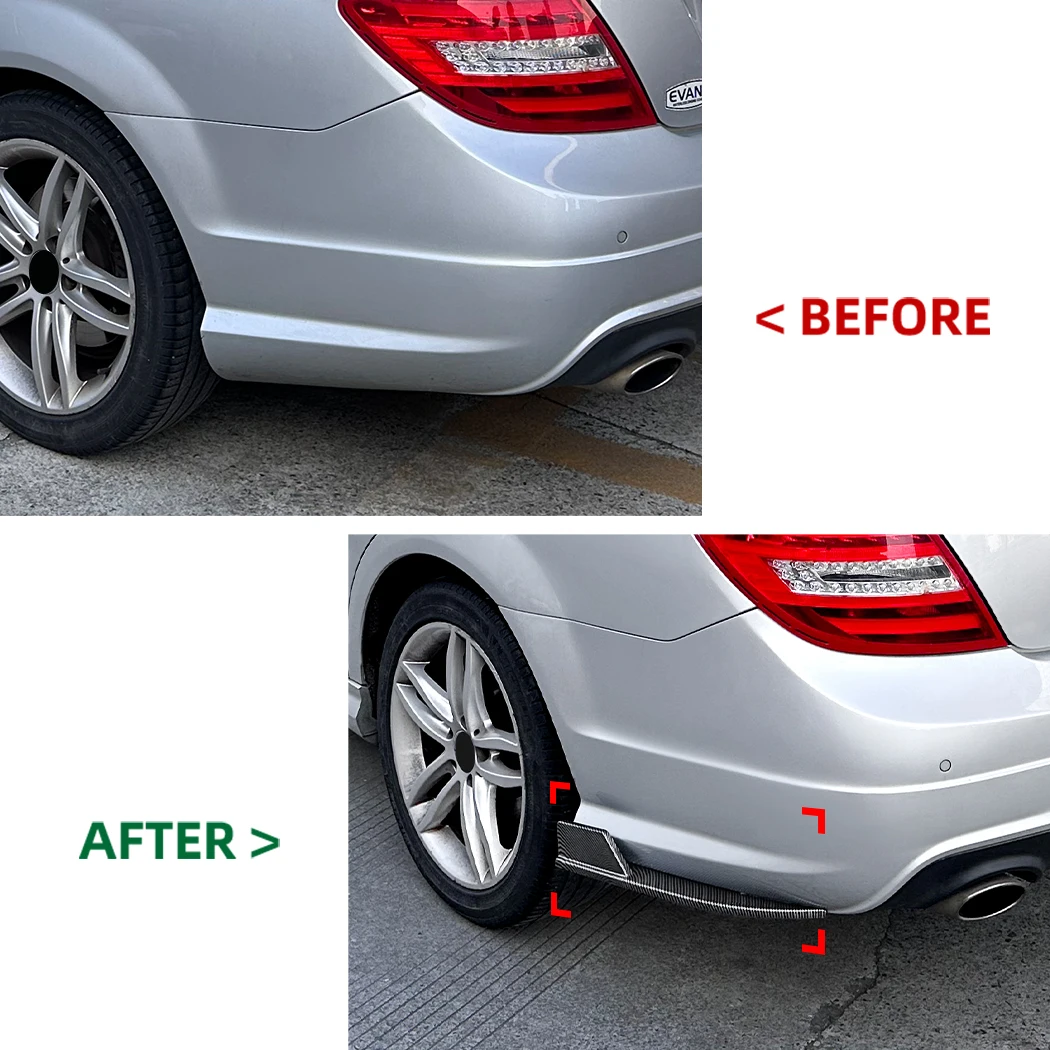 For Mercedes Benz C-Class W204 AMG Line 2008-2014 Rear Bumper Lip Splitter Spoiler Anti-collision Body Bumper Guard Auto Parts