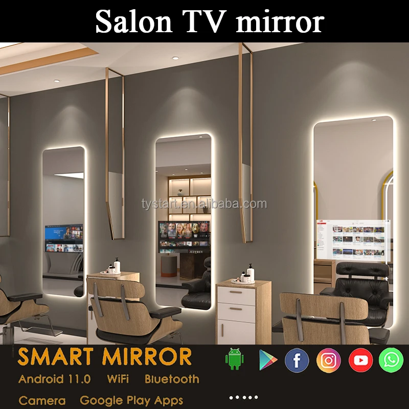 High Quality Magic Mirror Full Function Glass Bathroom Tv Smart Android Led Mirror With Touch Screen Wifi Smart Mirror With Tv