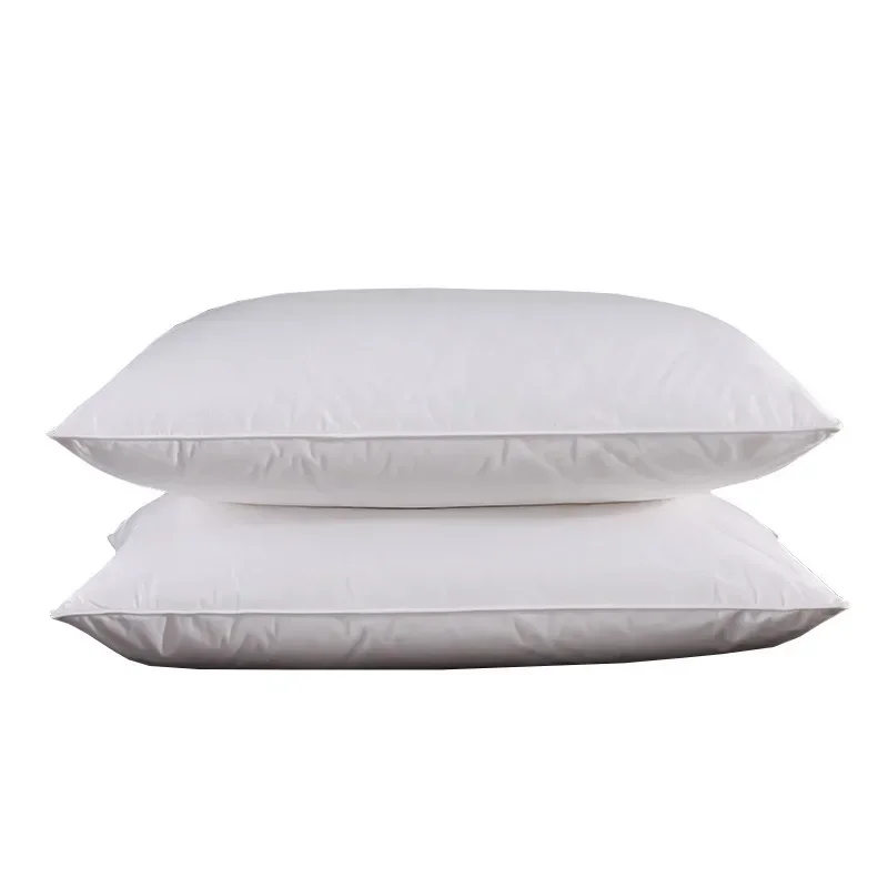 

White Goose Down Feather Pillow for Sleeping Soft Bed Pillow with 100% Cotton Shell Standard Queen Size Back Side Sleeper