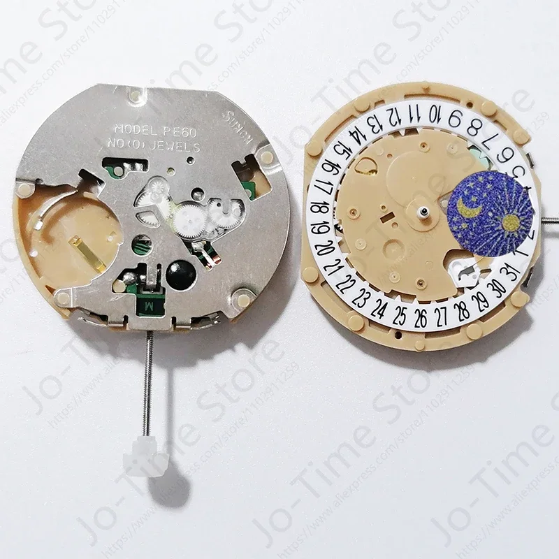 Movimento dell'orologio al quarzo Sunon PE605 con scansione del secondo cronometro centrale, secondo cronometro, data min, visualizzazione del sole e della luna per orologiai