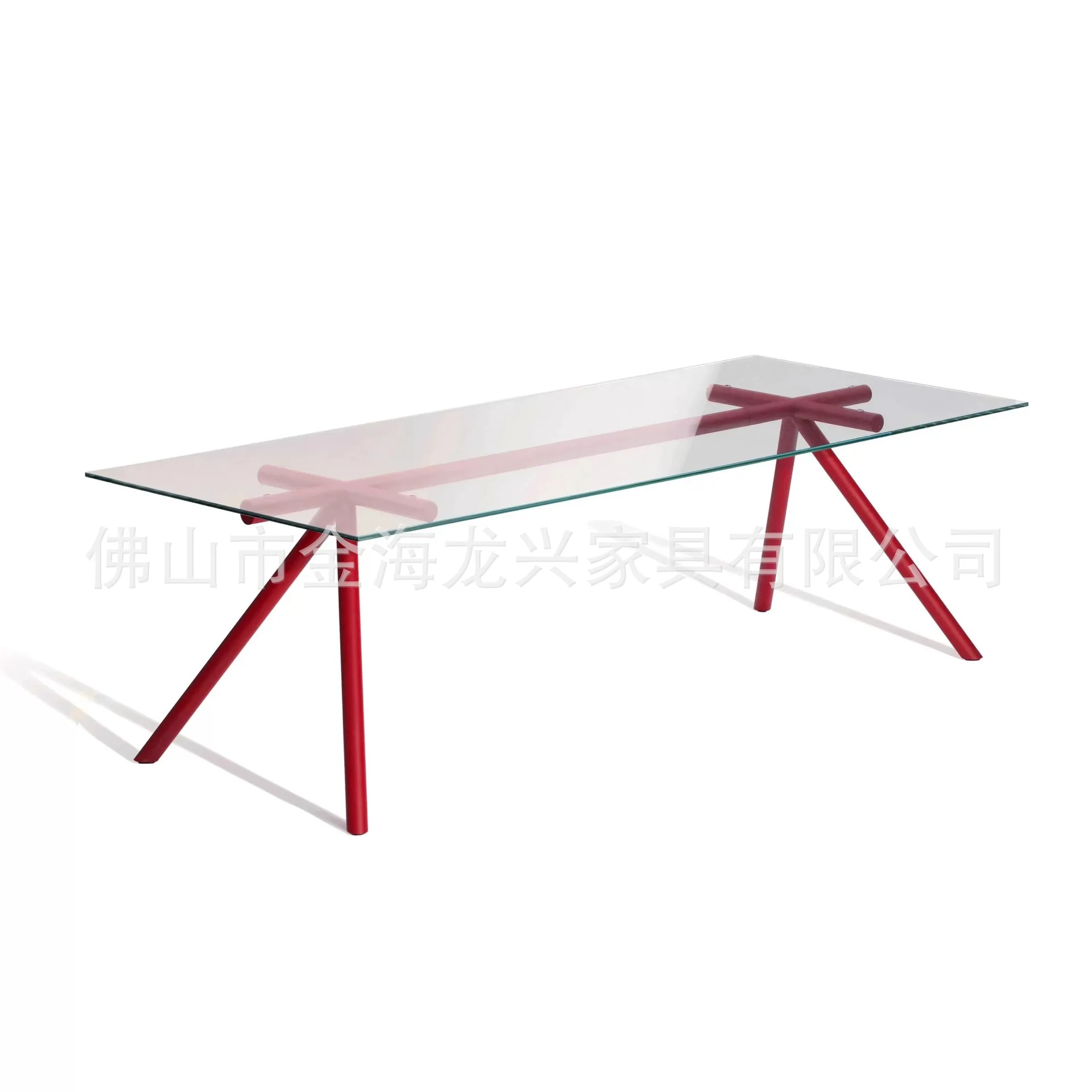 

Italian minimalist medieval dining table tempered glass high-end rectangular villa dining table suspended table