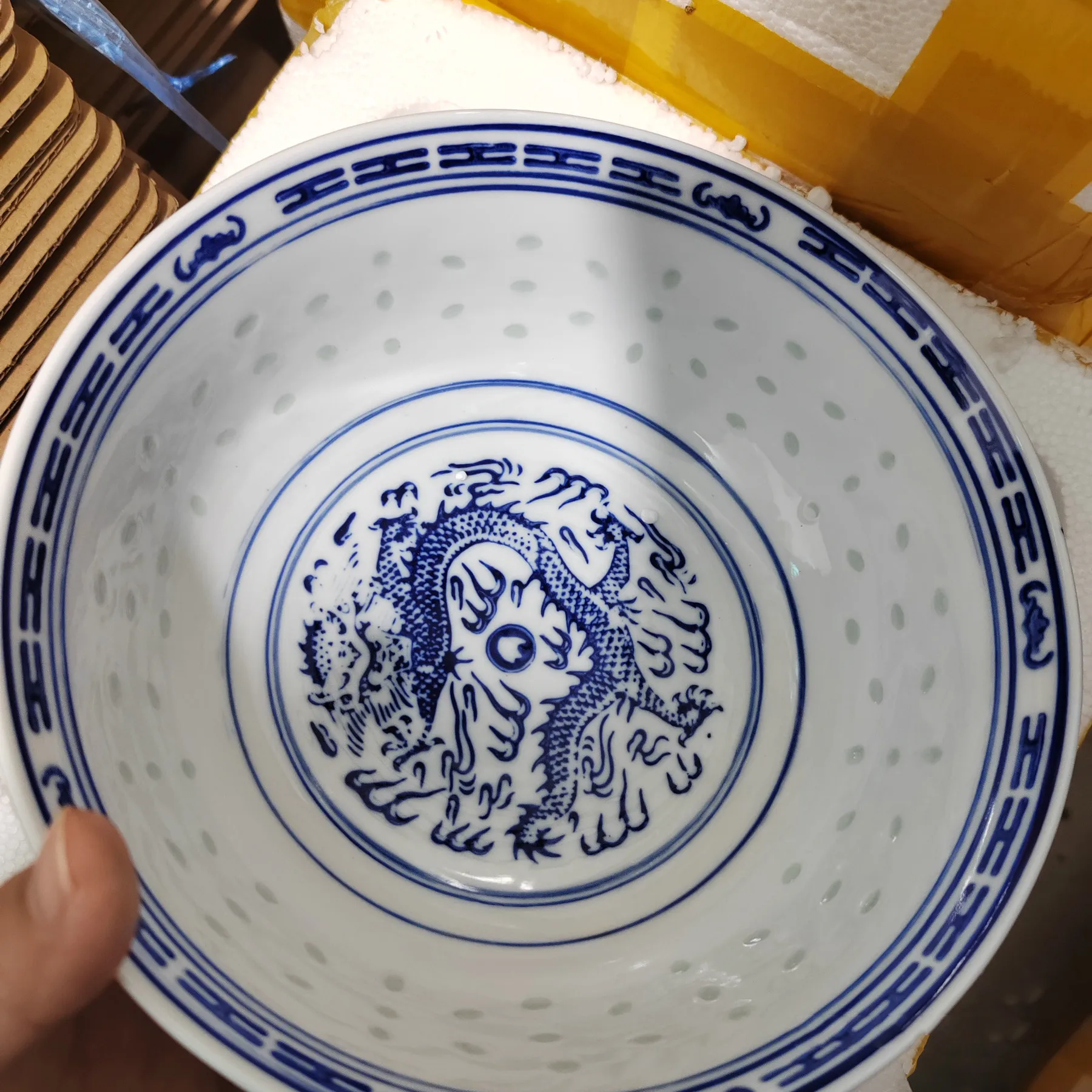 Blue And White Ceramic Tableware Chinese Dragon Pattern Soup Noodles Bowl Vintage Rice Bowls Salad Bowl Dinnerware