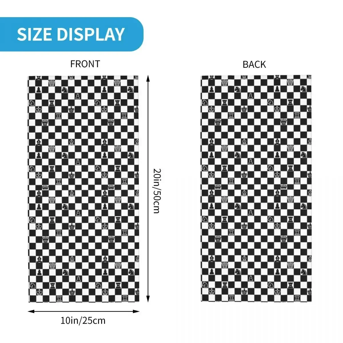 Board Game Chess Figures Checkered Magic Scarf Accessories Neck Gaiter Black and White Checkboard Bandana Scarf Multi-use Riding