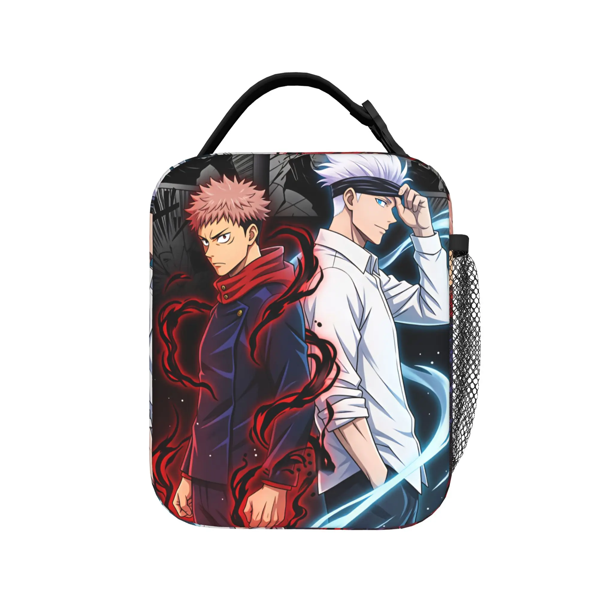 Satoru Gojo Comic Animation Lunch Bag Vintage Lunch Box School Convenient Thermal Tote Handbags For Adult Waterproof Cooler Bag