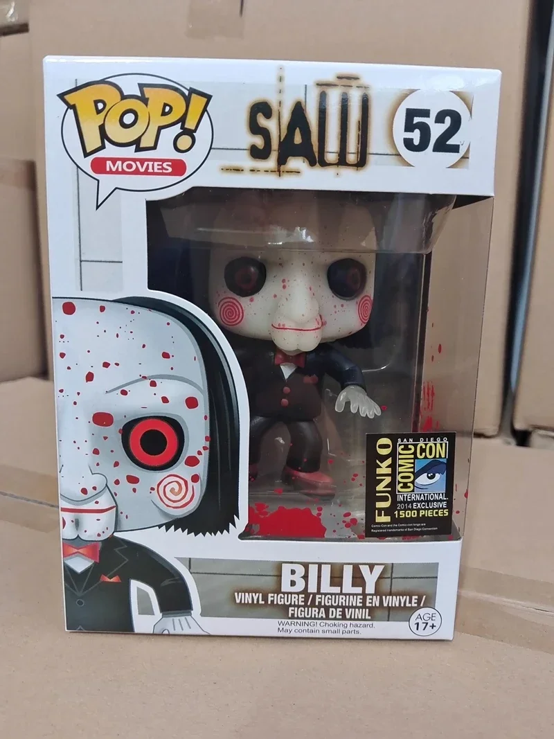 FUNKO POP 2026 MOVIES SAW Brinquedos Regular BILLY # 52 Bonecos de Vinil Luminosos, Figuras de Ação Colecionáveis para Crianças, Presente