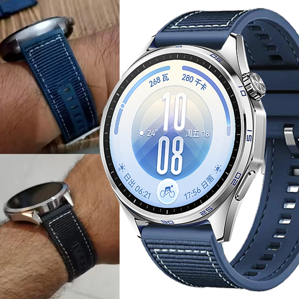 22mm Composite Silicone Strap for HUAWEI WATCH GT7 GT6 GT5 GT4 Pro 46mm Watch 5 4/3 Pro Band for Huawei Watch GT Runner 2 correa