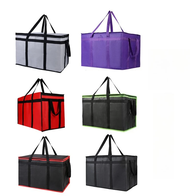 Large Insulated Bag Foldable Portable Large Capacity Cooler Bag Pizza Insulated Bag Non-woven Fabric