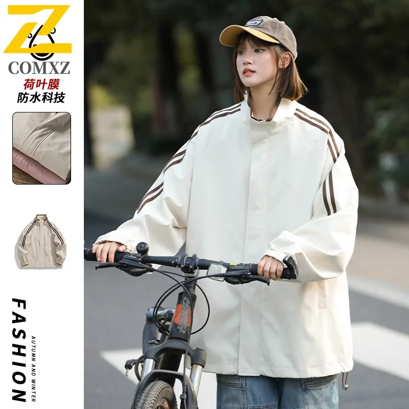 

COMXZ 2025 Men Outdoor Mountain Jacket Stand Collar Waterproof Windproof Trekking Softshell Coat Lightweight Hiking Sport Casual