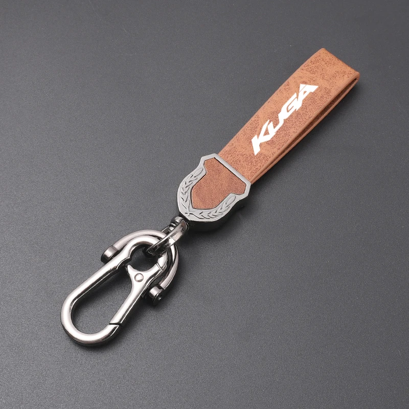 High-grade leather Ultra-clear printing High-quality key chain Keychain For Ford KUGA car accessories