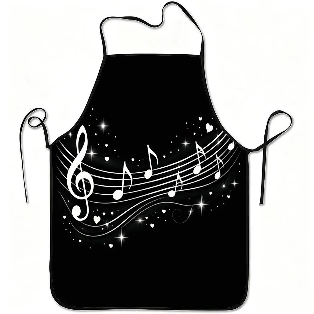 1pc Musical Apron with Music Staff & Treble Clef - Adjustable Waistband Suitable for Cooking, Gardening, Orchard Picking, Christ