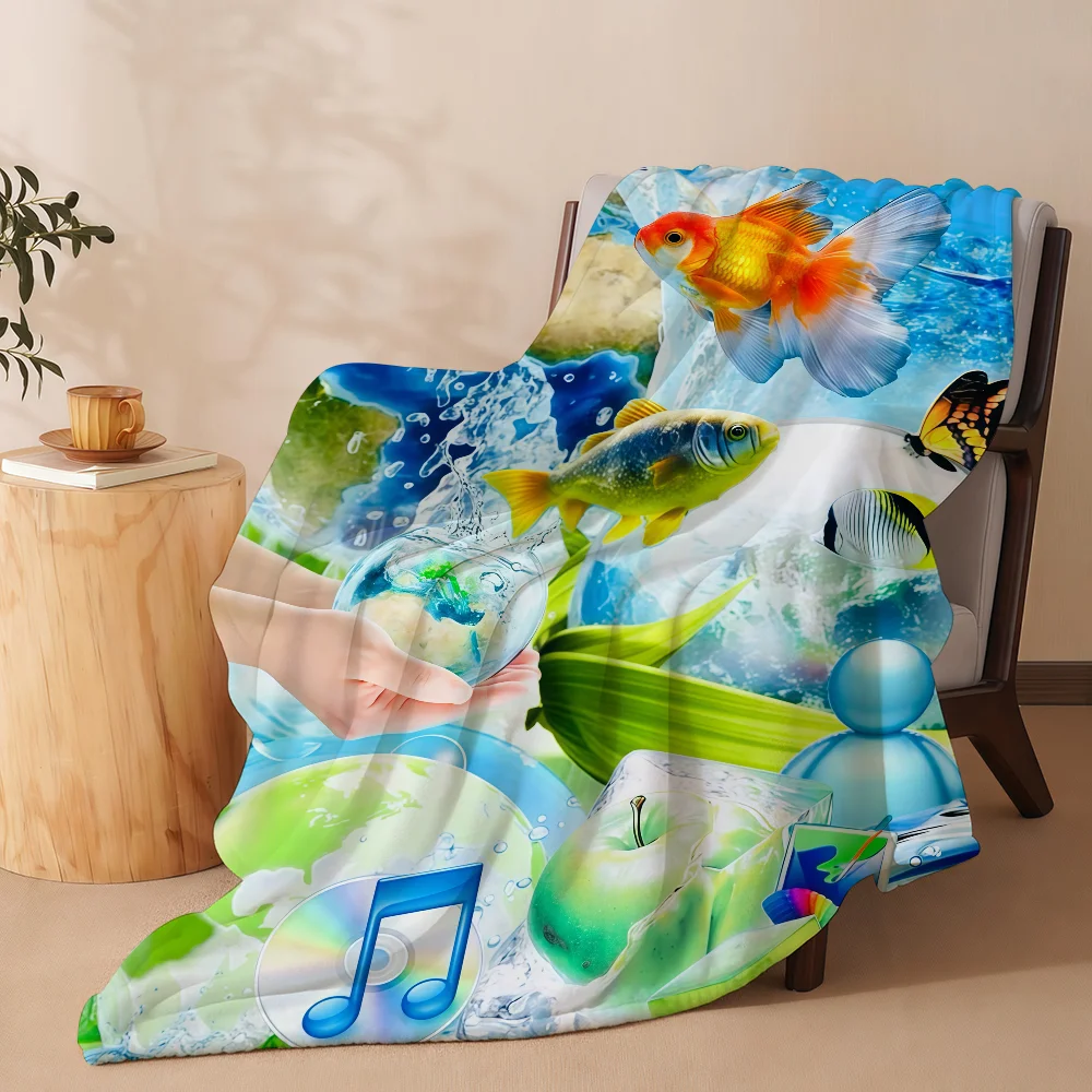 Art Retro Frutiger Aero Blanket Soft Warm And Thick Perfect For Bedroom Living Room Bed Sofa Camping Picnic Office Gift