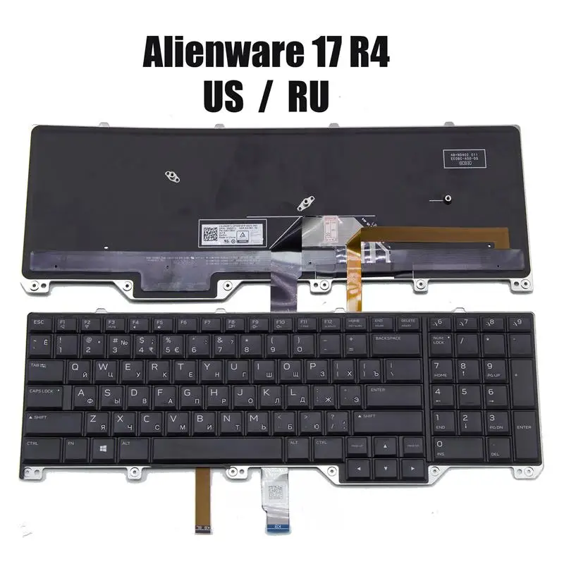 New!!! Brand New US Russian Keyboard For DELL Alienware 17 R4 P31E 0WN4Y PK131QB1A00 V155725AS1 NSK-EE0BC With Backlit