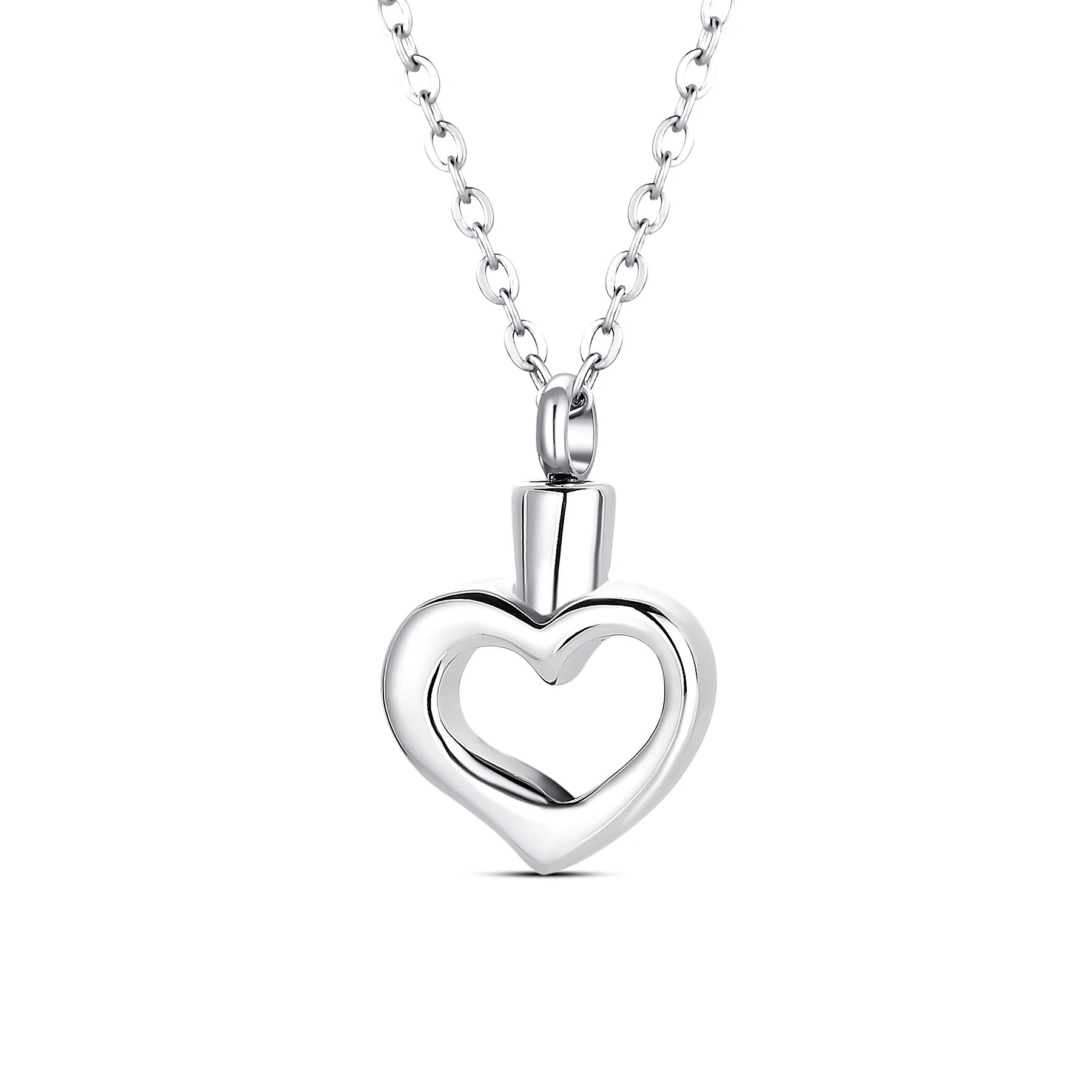 Heart Stainless Steel Ash Memorial Necklace Urn Pendant Keepsake Cremation Jewelry